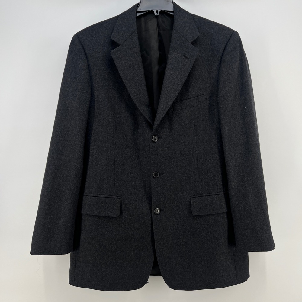 Brooks Brothers Mens‎ 41L Gray 100% Worsted Wool 3-Button Blazer Jacket *Flaw